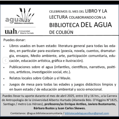 COLBÚN: Actividades de conmemoración del Mes del Libro y la Lectura en Biblioteca del Agua.