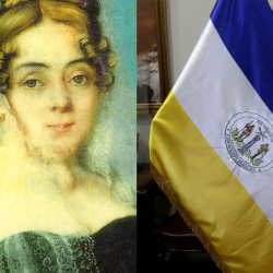 La primera Bandera de Chile junto con el Escudo Nacional, fue bordada por Javiera Carrera.