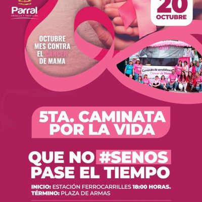 Parral se suma al Mes de la Sensibilización sobre el Cáncer de Mama con caminata familiar.
